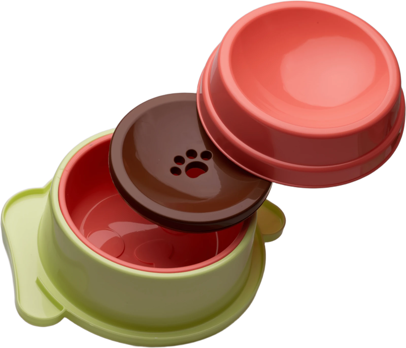 Conjunto completo de cachorro: bandeja, corpo, potinho e boia